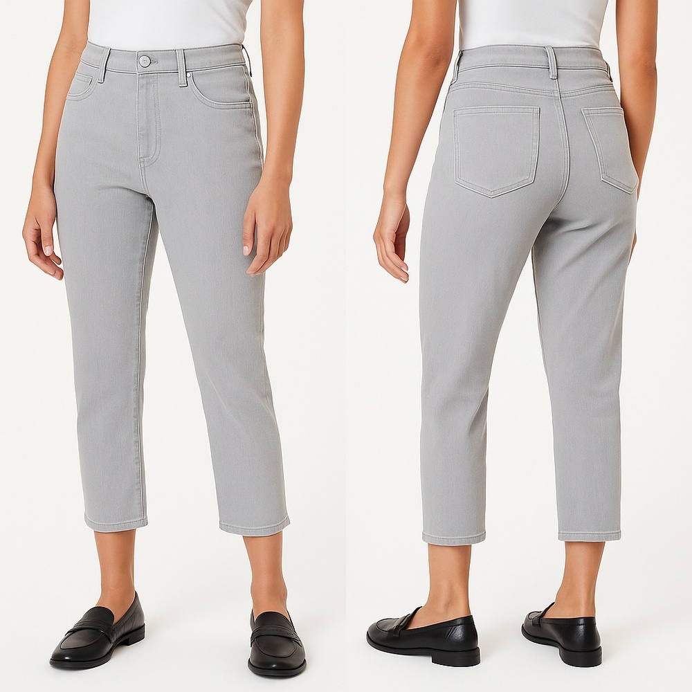 LOFT Jeans Womens High Waist‎ Straight Crop Light Grey Jeans Size 6